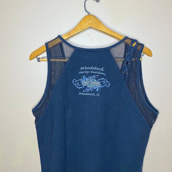 Black Biker Motorcycle Vibe 100% Cotton Harley Davidson Women’s Mesh Tank Top - Picture 10 of 12